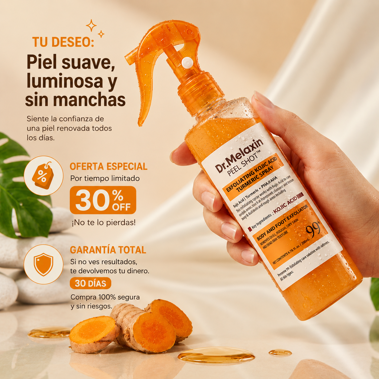Spray exfoliante Dr. Melaxin : Aclara Axilas, Codos y Rodillas Desde Las Primeras Aplicaciones ✨