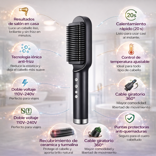Cepillo Plancha Secador 2 En 1 Alisador