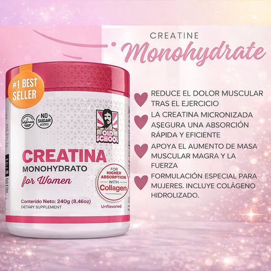 Creatina Monohidratada For Women 240g: Más Fuerza, Más Volumen, Más Resultados